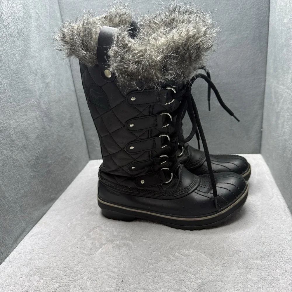 Sorel Tofino II LL1846-011 Black Waterproof Fur Winter Boots Women's Size 6